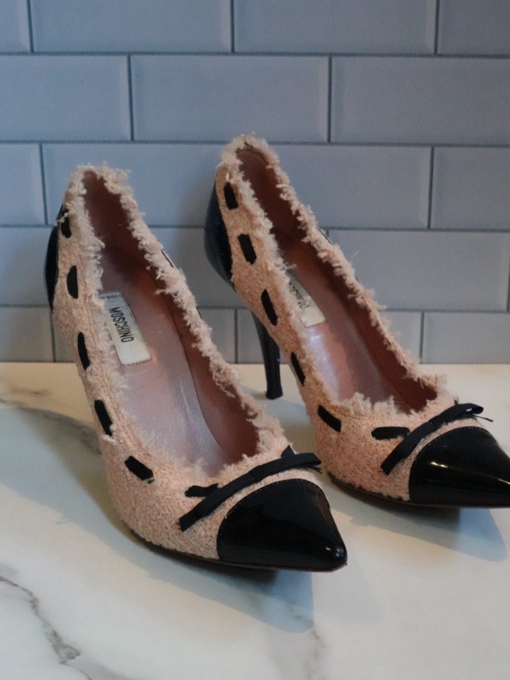 Moschino Pink & Black Pointed Toe Heels